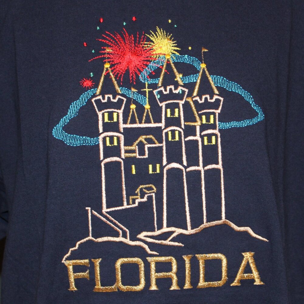 Florida Disney World TEE midnight blue with embroidery graphic t-shirt XL